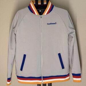 Southwest Airlines Bomber Jacket M Gray Varsity Zip Retro